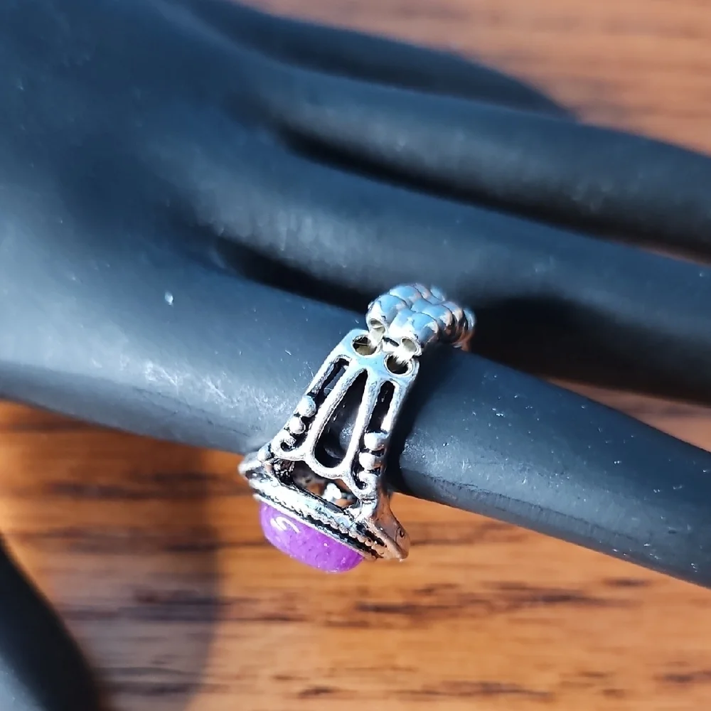 Paparazzi Peacefully Purple And Silver Stretch Band Ring NWOT - Picture 2 of 7